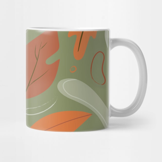 Fall leaves pattern - green background by PAVOCreative